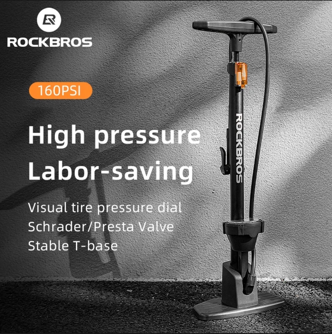 HCM Rockbros ống bơm xe đạp vỏ nhôm cao cấp ống bơm đầu van thông minh