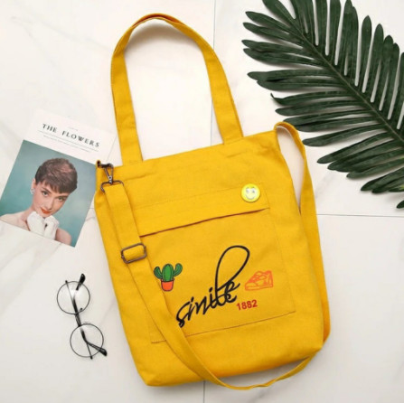 Túi tote nữ túi vải cá tính đựng vừa a4 - smile
