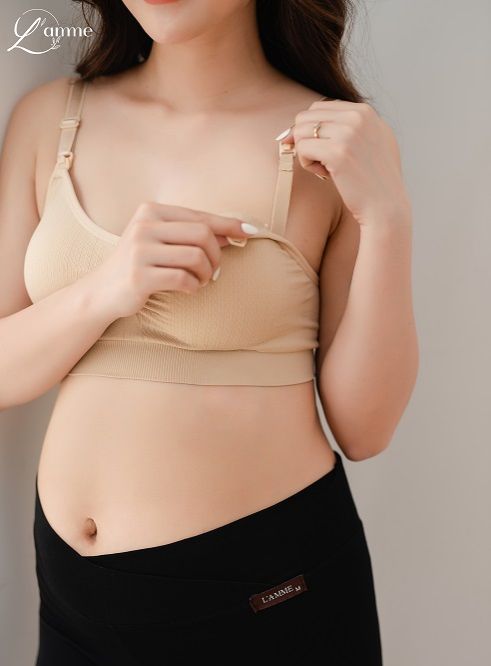Áo lót bầu cho con bú A2 không gọng, chống chảy xệ co giãn 4 chiều, thấm hút cho mẹ bầu LAMME