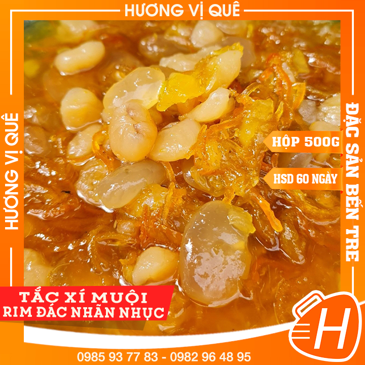 Tắc Xí Muội Rim Đác Nhãn Nhục - Hộp 500g - Đặc Sản Bến Tre