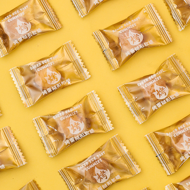 [Mềm ngon] 100g Kẹo dẻo trứng nướng hình gấu nhân mềm/Kẹo mềm hình bánh Tart mới /Kẹo trứng caramel/kẹo caramel pudding Món ăn vặt sáng tạo Bao bì nhỏ thơm ngon lạ miệng
