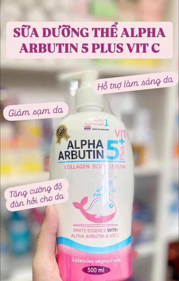 Sữa Kem Dưỡng Thể Body Alpha Arbutin 5+ Plus Cơ Thể Trắng Ẩm Mịn Da Khô Dầu Nhạy Cảm Vitamin C 500ML