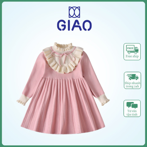 Váy len cho bé gái - giao váy trẻ em siêu xinh va1021ho187/110 giao