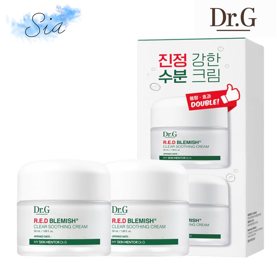 🍒Dr.G R.E.D Blemish Clear Soothing Cream - Set 2 ống 50ml - Kem dưỡng ẩm lành tính dành cho mọi loại da kể cả da mụn, da nhạy cảm, và da đang gặp các vấn đề kích ứng - Sia Beaute