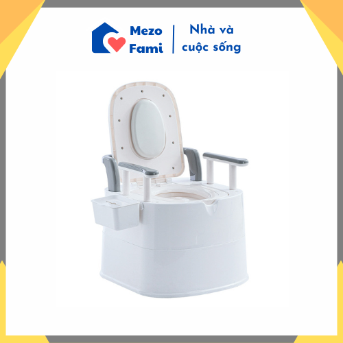 Bồn cầu di động, bô vệ sinh MF038 cao cấp có tay vịn & tựa lưng chắc chắn.