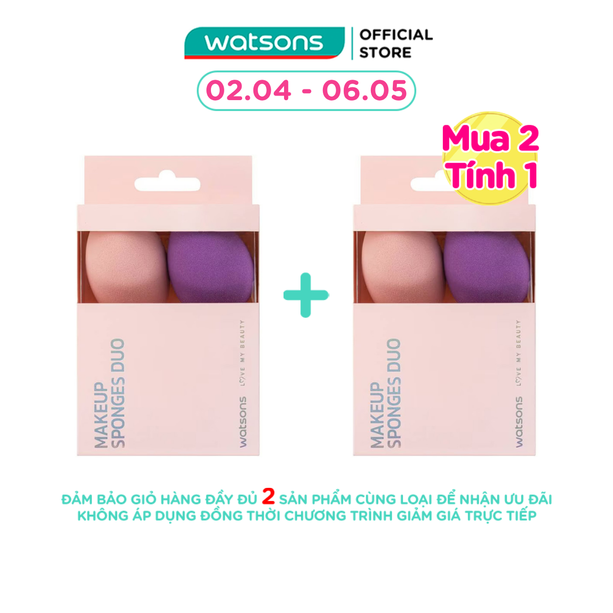 Combo 2 Loại Mút Trang Điểm Mềm Mại Watsons 2pcs