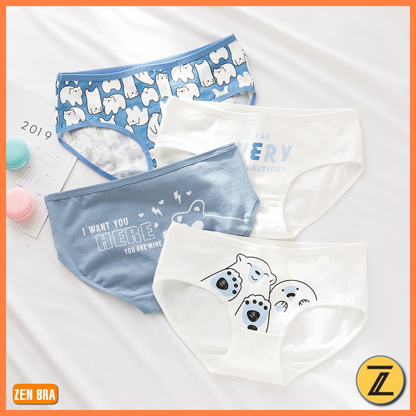 Combo 5 Quần lót dễ thương Set 5 quần lót nữ sinh chất cotton mềm mát họa tiết gấu Mine