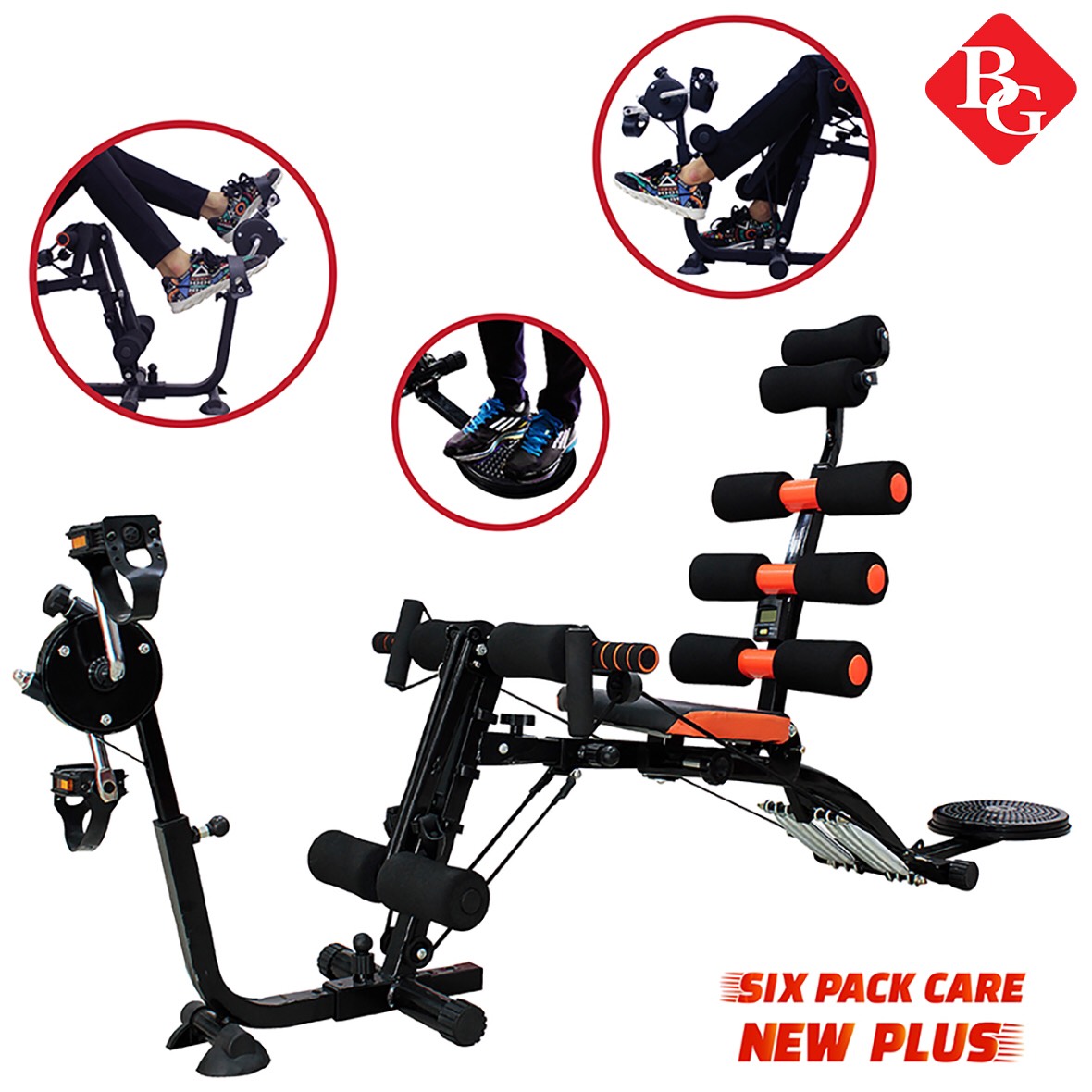 HCM GYM - Máy tập cơ bụng đa năng NEW SIX PACK CARE KM2019 phối hợp nhiều bài tập thêm bộ bàn đạp đa năng đặc biệt kèm đĩa xoay eo cao cấp