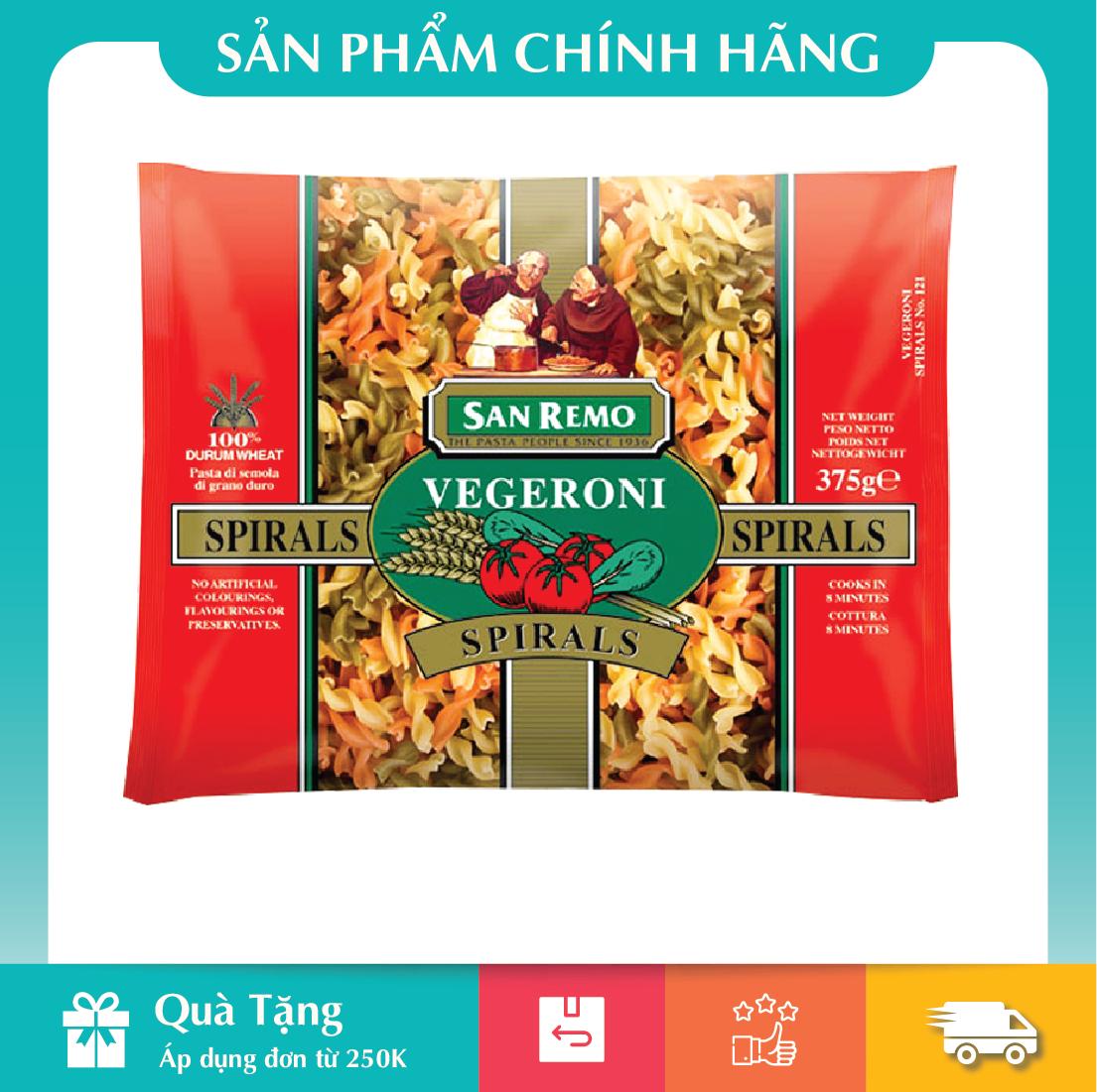 Mì nui rau củ pasta shapes san remo số 121 gói dùng thử 100g