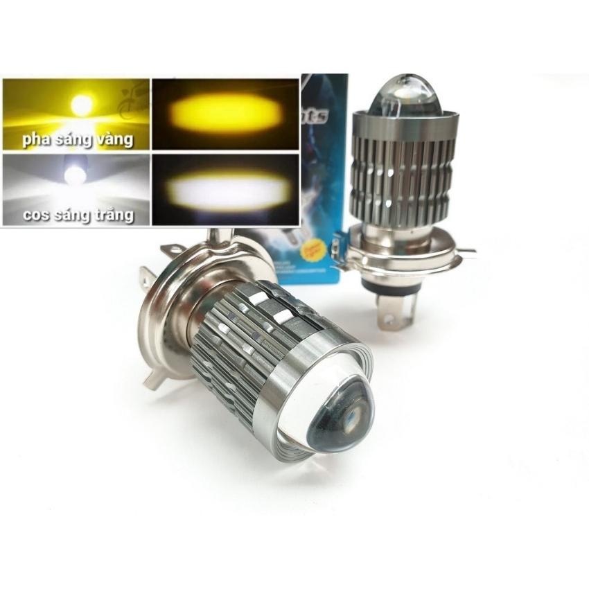 (HÀNG ĐẸP) Đèn pha bi cầu COS vàng pha TRẮNG - đèn pha xe máy bi cầu chân H4 - M5  phù hợp lắp nhiều loại xe - DPBV