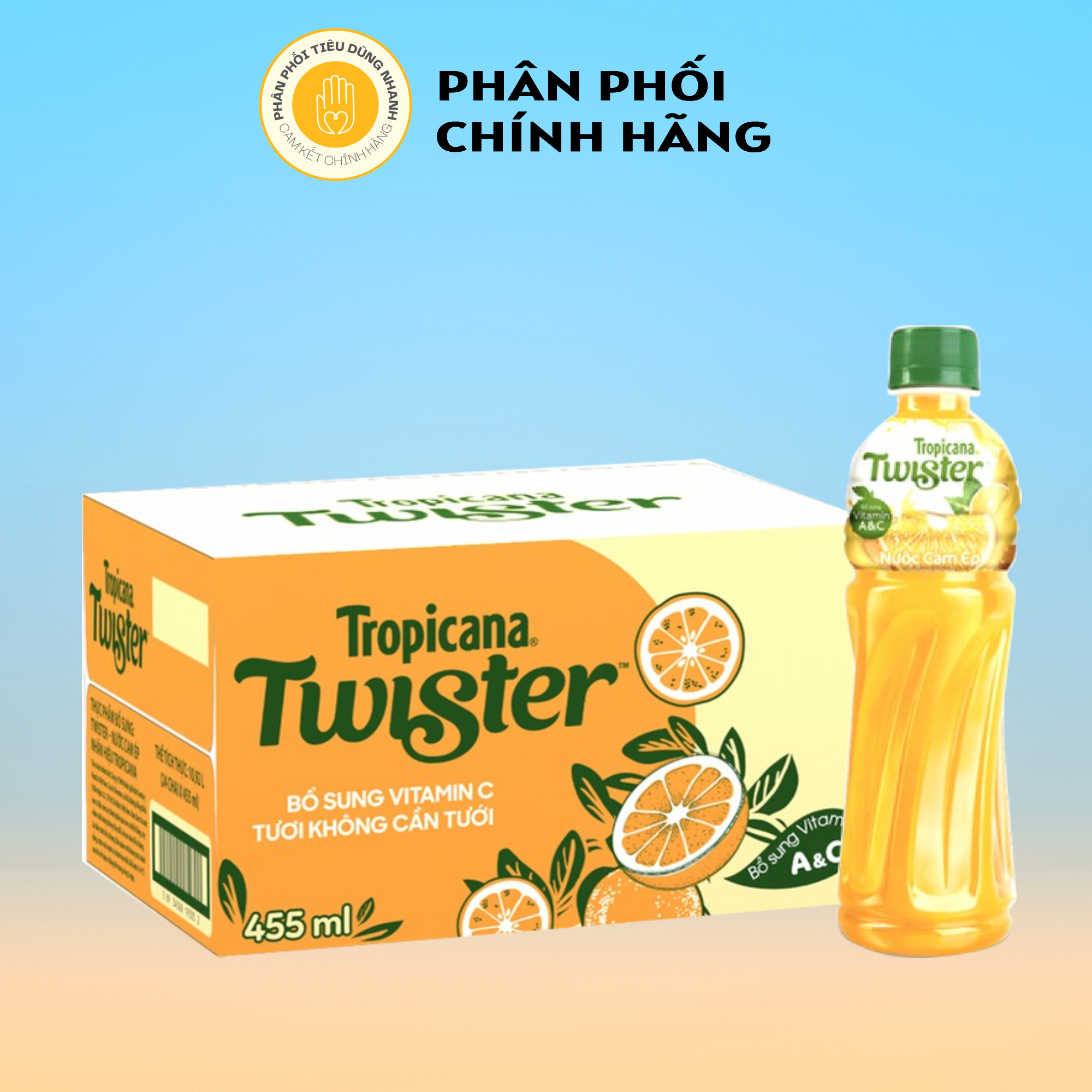 Thùng 24 Chai Nước Cam Ép Twister Tropicana 455ml