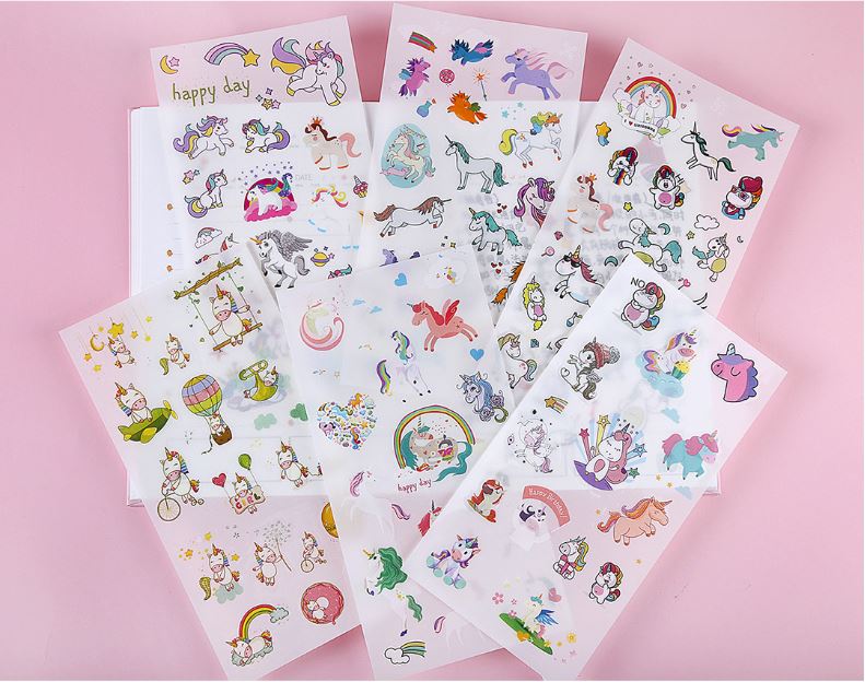 Bộ 6 tấm sticker dán trang trí - unicorn