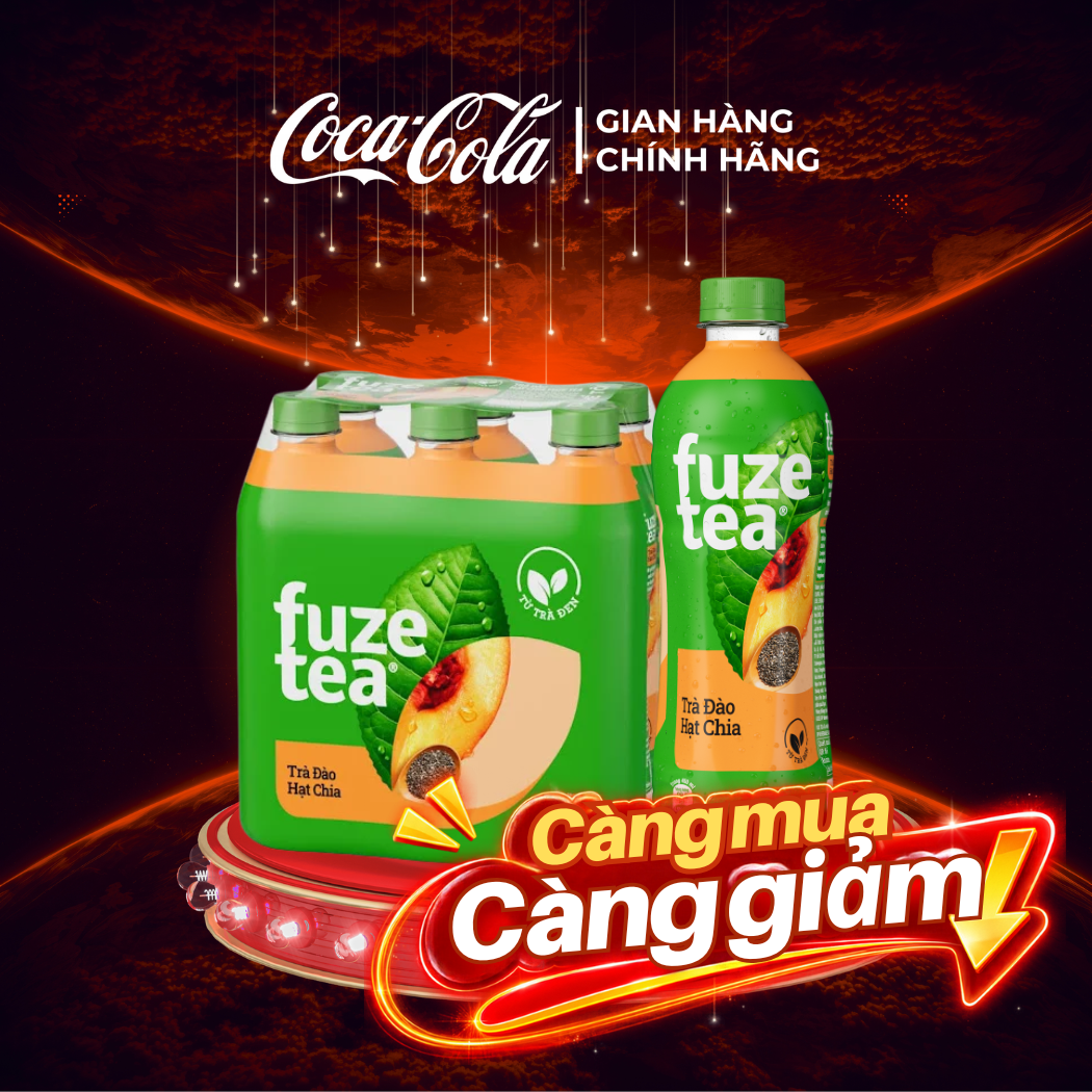 [SIÊU SALE ] Lốc 6 Chai Trà Đào Và Hạt Chia Fuze Tea 450ml/Chai Sale 8.8 Coca-Cola Chính Hãng_LD