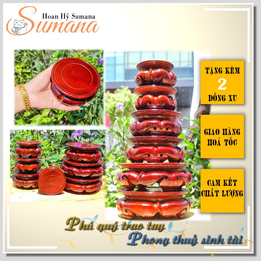 Đôn gỗ tròn đế gỗ tròn đặt tượng thờ cúng đẹp - Nhiều cỡ đôn bông cách điệu. Trang trí bàn thờ đúng đẹp trang nghiêm - Hoan Hỷ Sumana