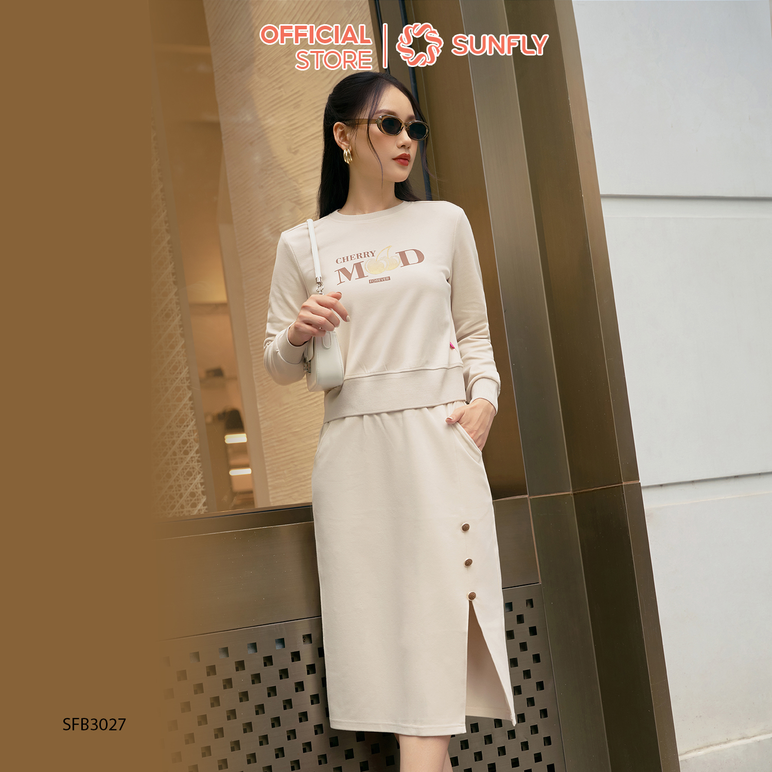Set đồ nữ interlock 2 da sunfly set đồ nữ đẹp áo crotop chân váy ôm sang chảnh cá tính sfb3027