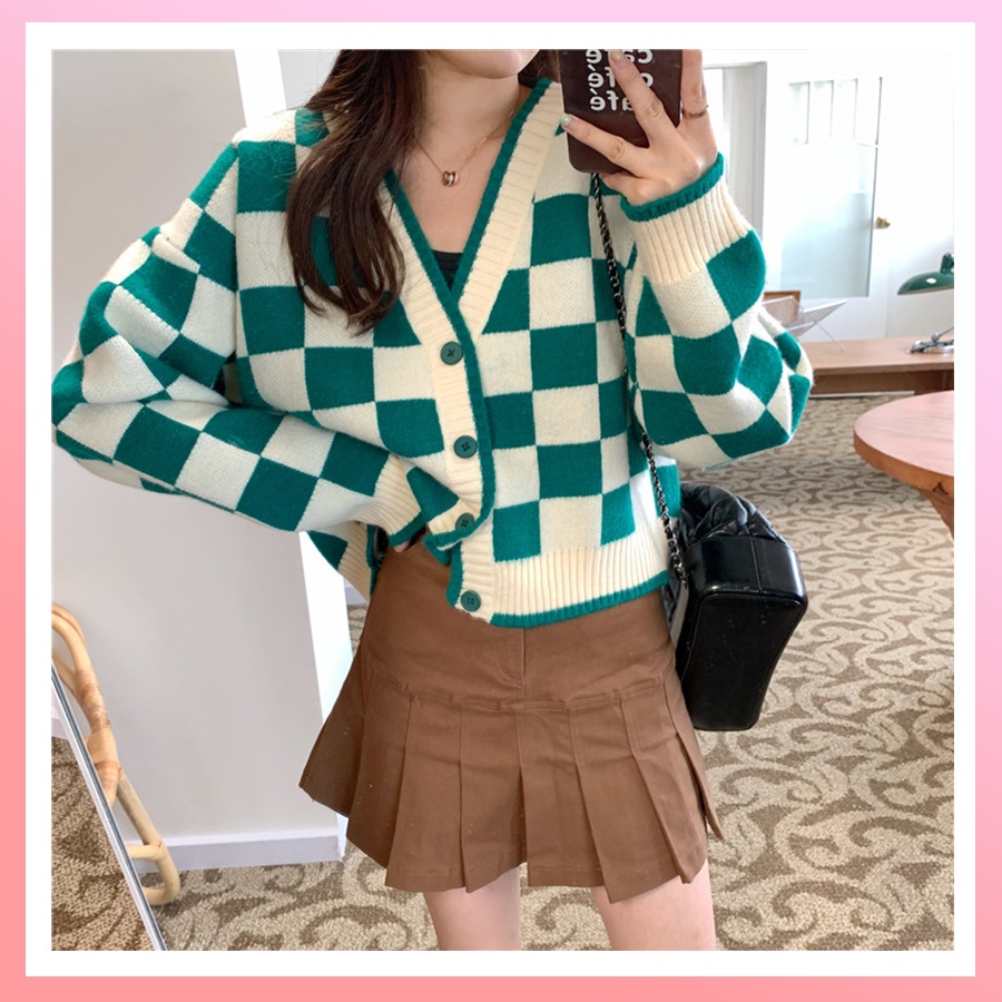Áo khoác len áo cardigan len sọc caro xanh dáng croptop phong cách trẻ trung cá tính D-10 | Lazada.vn Áo Khoác Len Áo Cardigan Len Sọc Caro Xanh Dáng Croptop Phong Cách Trẻ Trung Cá Tính D-10 | Lazada.Vn