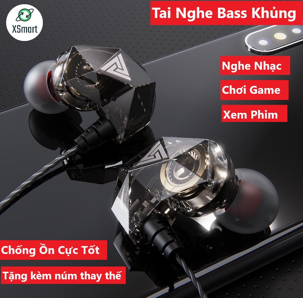 Tai nghe nhét tai QKZ AK2 Pro 2023 Âm bass mạnh mẽ âm thanh HD nghe nhạc chơi game có micro đàm thoại tương thích điện thoại phone máy tính bảng pc laptop