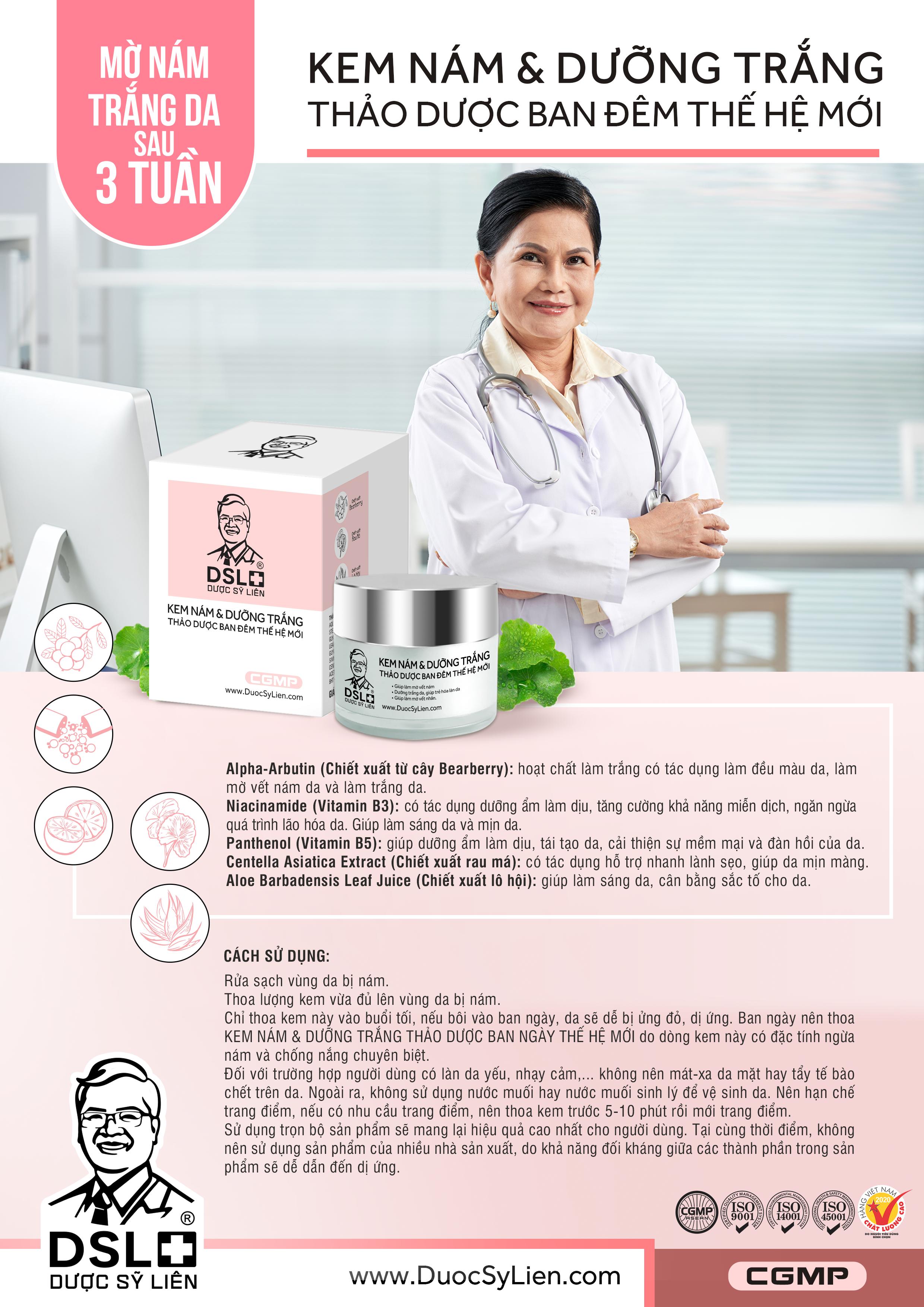 Kem Nám & Dưỡng Trắng Da Ban Đêm Thảo Dược Thế Hệ Mới