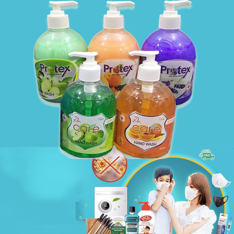 [ GIÁ GIẢM SÂU ] Nước xà phòng rửa tay và tuyệt trùng Protex, DR. CARE, BMSOFT CLEAN,  hương hoa quả 500ml xuất đi Châu Âu , (Date: mới 36 tháng) - Giao mùi ngẫu nhiên.-[ 12.12 Hot Deals ]