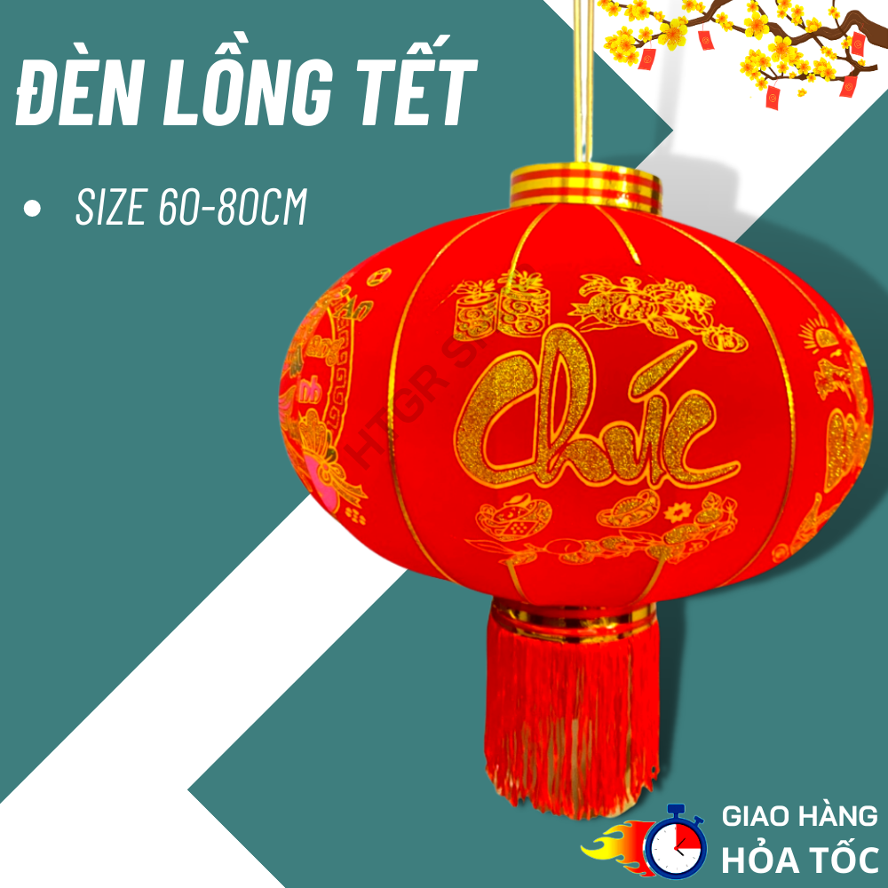 Đèn lồng vải nhung treo tết, trang trí lễ hội size 60cm 80cm 100cm