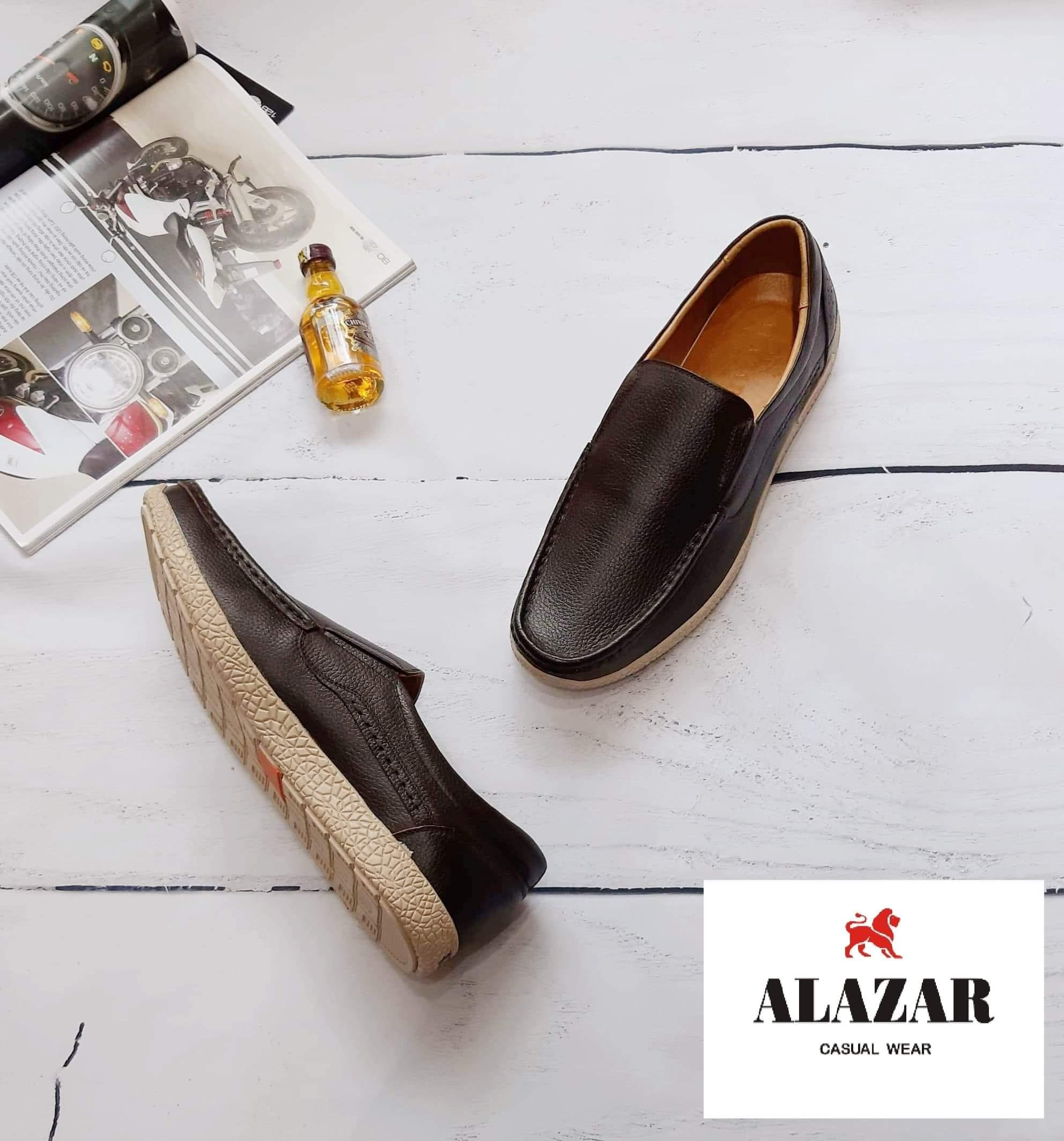 Giày da bò nhập khẩu châu Âu Alazar DLNavy - DLBrown