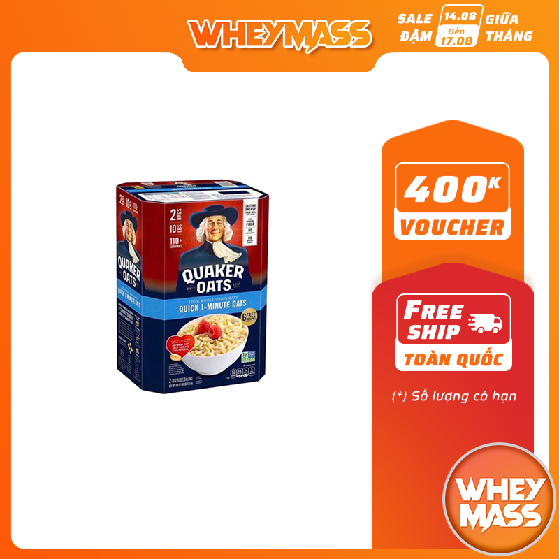 Yến Mạch Cán Mỏng Giảm Cân Ăn Liền Quaker Oats Quick 1 Minute (4.52kg)