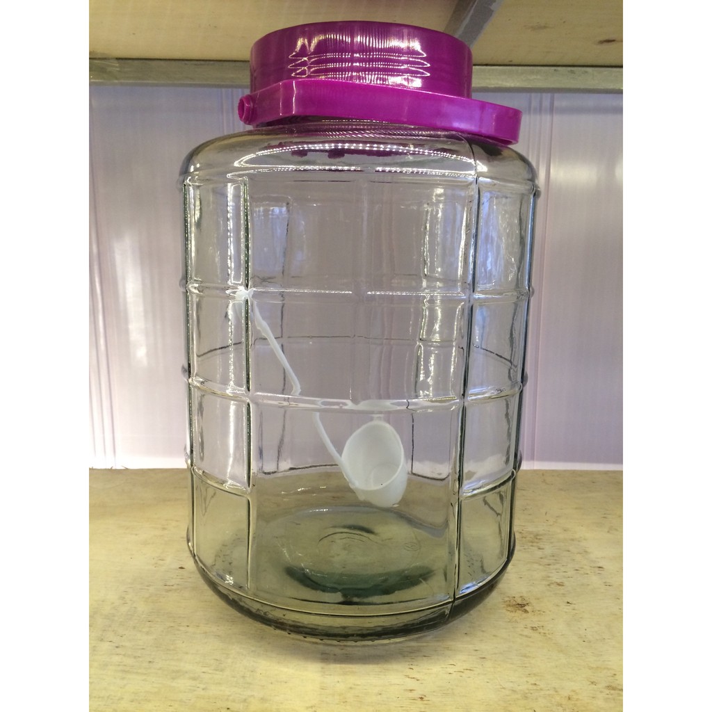 BÌNH THỦY TINH QUAI XÁCH NẮP TÍM 10L VÒI VÀ KHÔNG VÒI