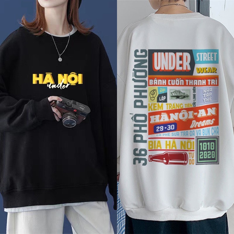 Áo sweater logo hà nội form rộng, áo hoodie unisex nam nữ- in hình local brand
