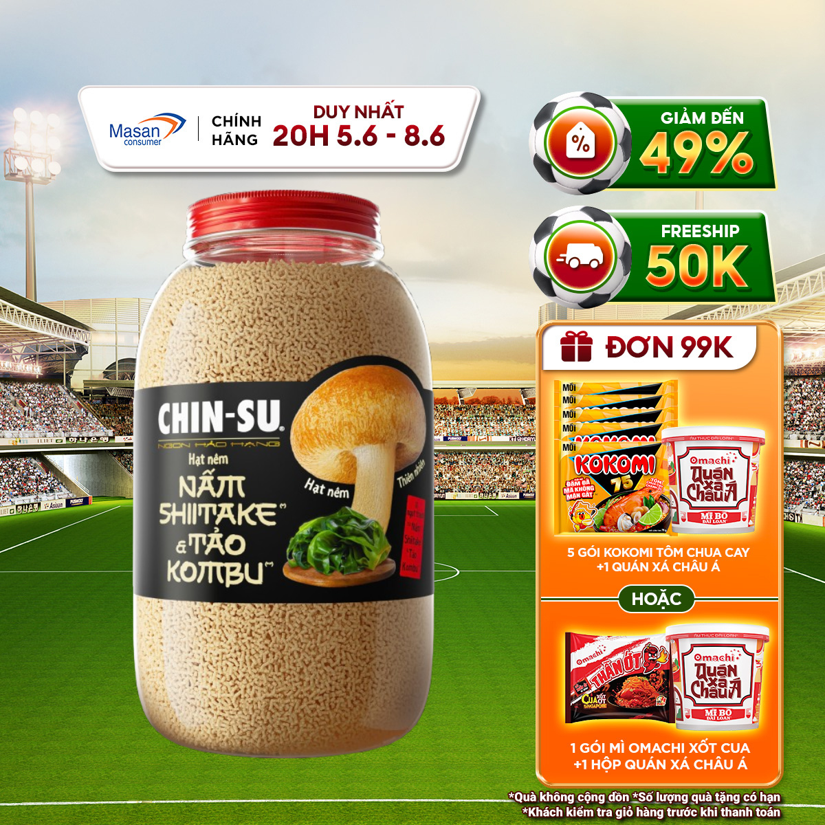 Hạt Nêm CHIN-SU Nấm Shiitake  Tảo Kombu Hộp 450g