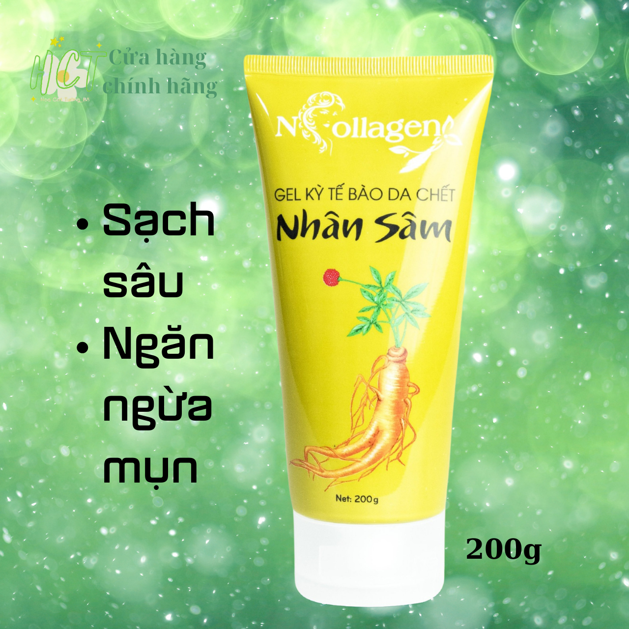 Tẩy tế bào chết nhân sâm mỹ phẩm n collagen chính hãng - gel tẩy da chết cho mặt và body gel, kỳ tế bào da chết