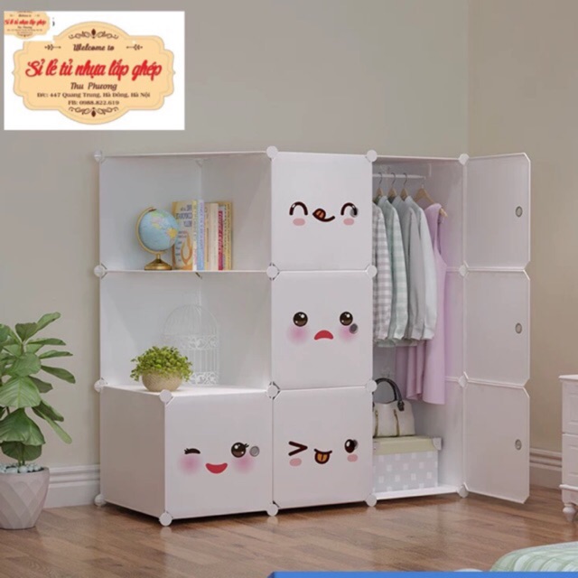 🍃Tủ Lắp Ghép- Tủ Quần Áo 9 Ngăn Đựng Đồ Sâu 37X37cm. Tặng 1 Treo Đồ.