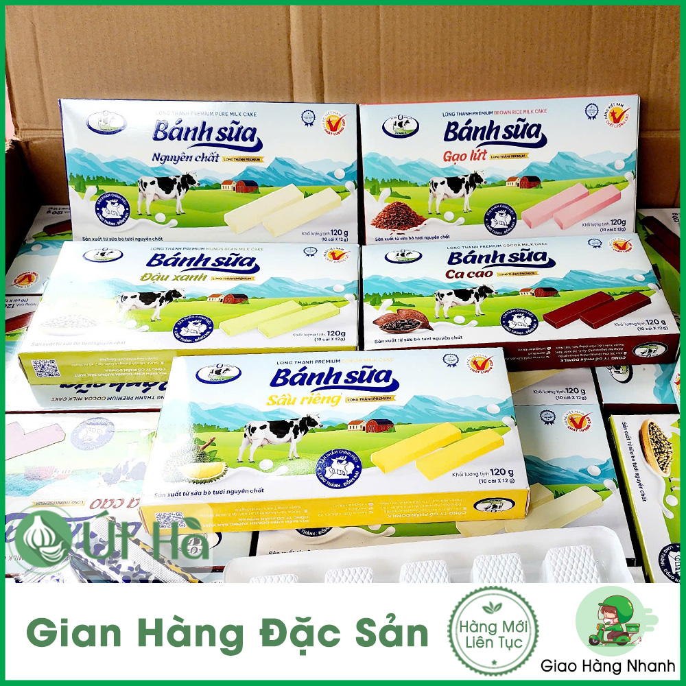 Bánh Sữa Long Thành Premium Hộp 120gr Vị Sữa Nguyên Chất Thơm Ngon Hấp Dẫn - Út Hà Đặc Sản