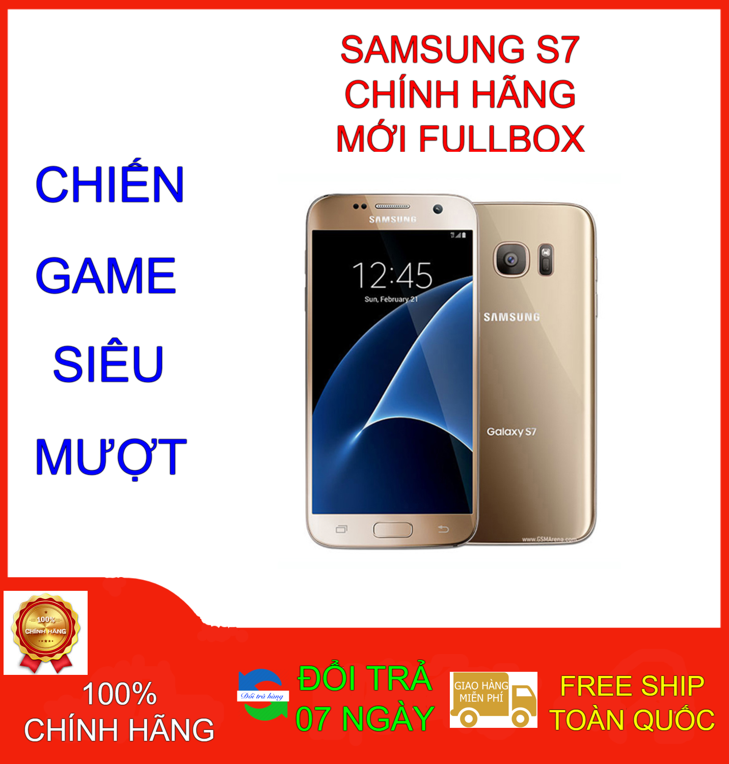 Điện thoại FULLBOX SAMSUNG GALAXY S7 RAM 4GB MỚI FULLBOX MÀU VÀNG ÁNH KIM