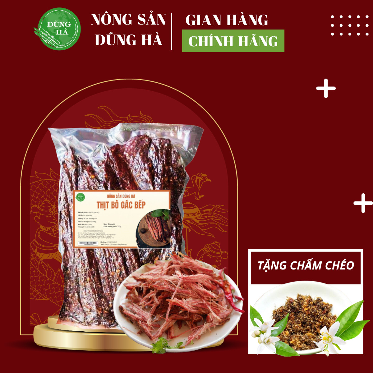 Thịt bò gác bếp chất lượng đặc sản tây bắc, khô bò sấy chuẩn vị đóng túi tiện lợi