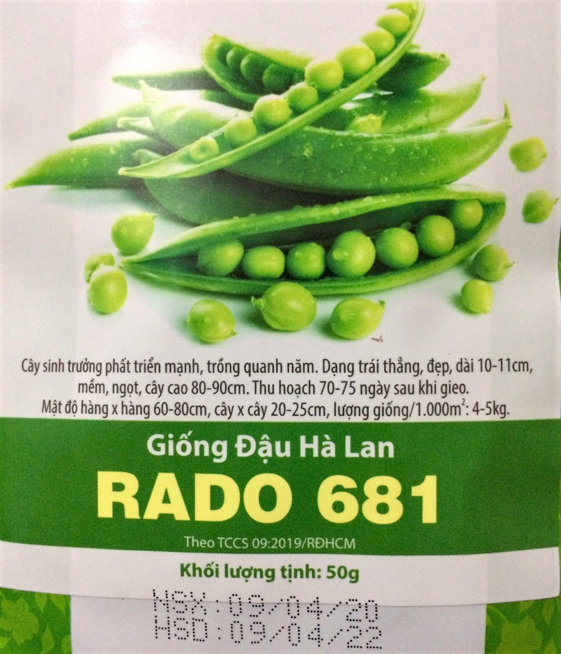 [HCM]hạt giống đậu Hà Lan thu trái -gói 50gram hàng công ty tỉ lệ nảy mầm cao