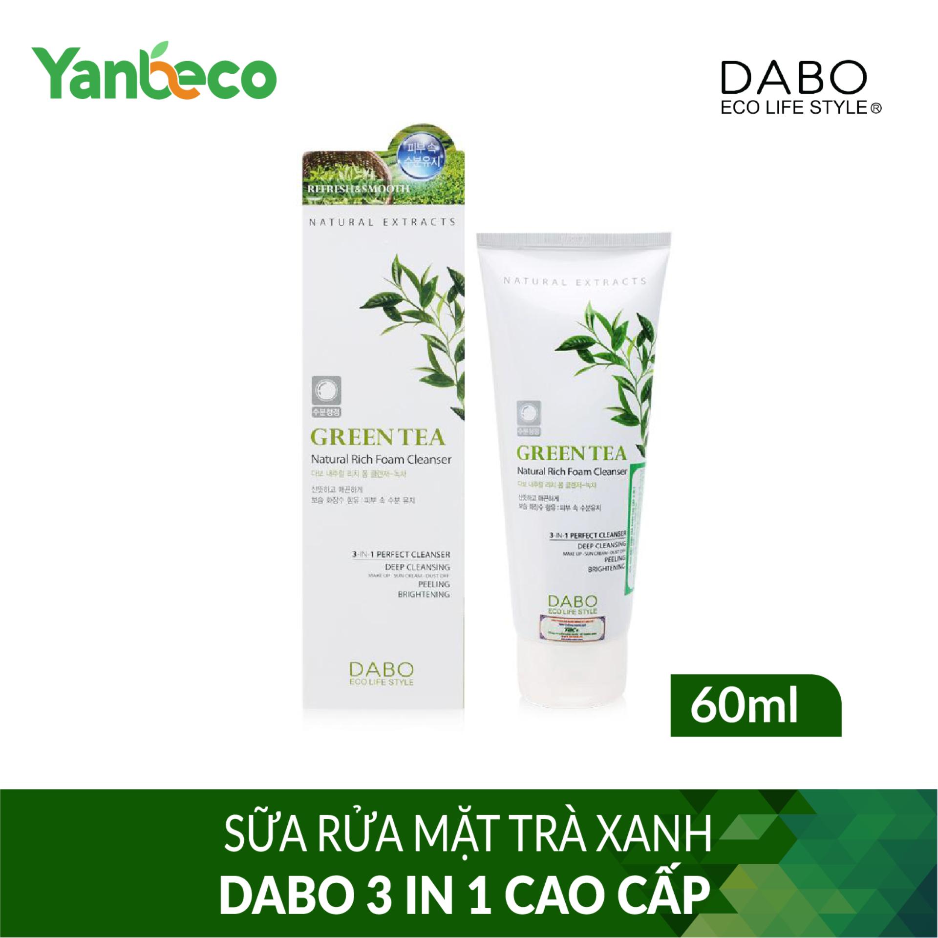 Sữa rửa mặt dabo trà xanh 3 in 1 cao cấp 60ml