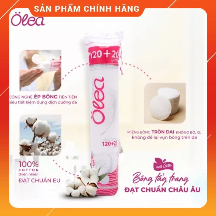 Bông tẩy trang olea 120 miếng + thêm 20 miếng xuất xứ pháp