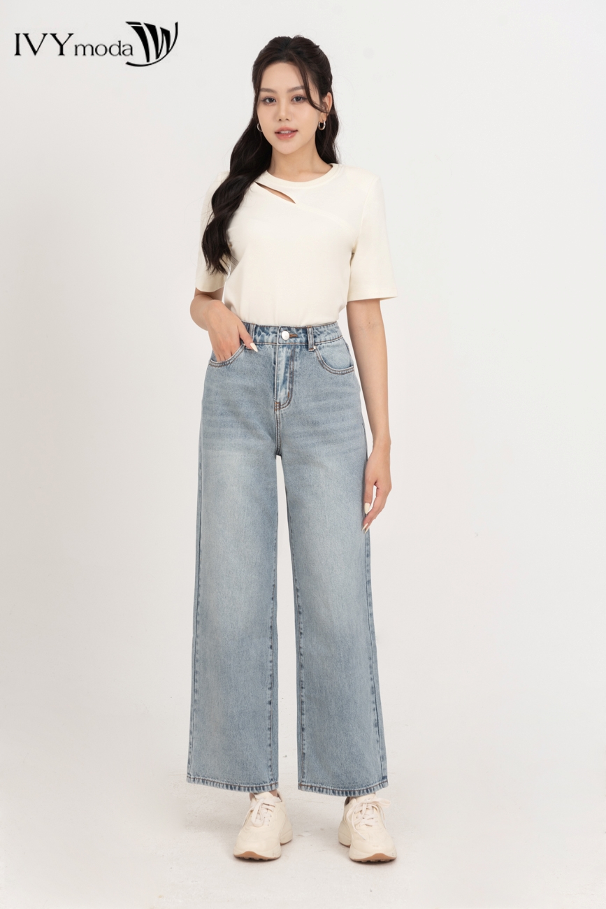 Quần Jeans suông xanh sáng IVY moda MS 25M7875