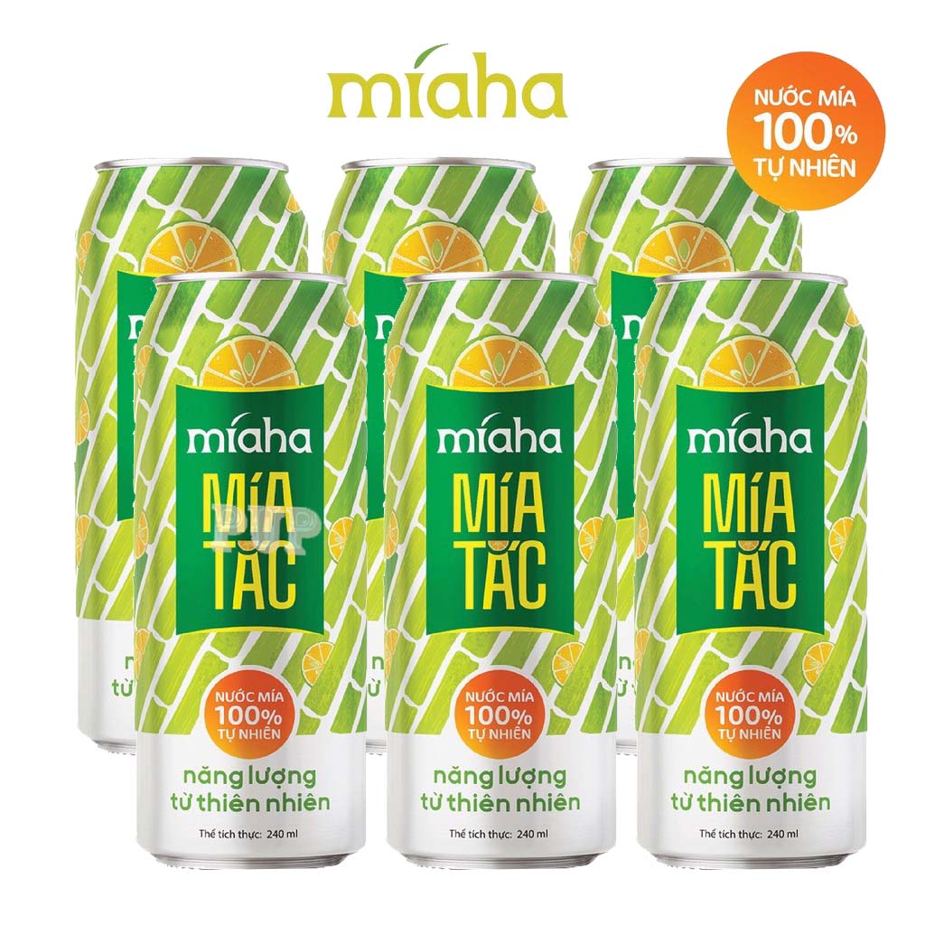 6 lon nước mía tắc tự nhiên lon 240ml míaha,miaha, mía lon, mía ha