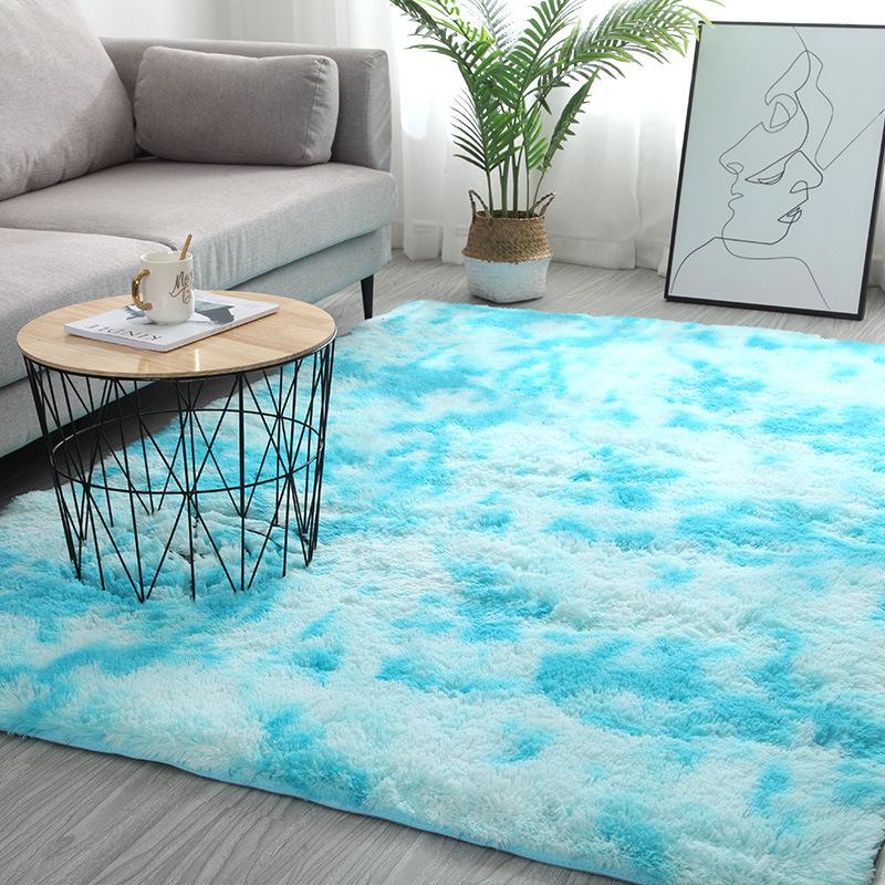 [HCM]Thảm trải sàn phòng khách lông xù vằn màu Xanh Nước Biển 160x200cm