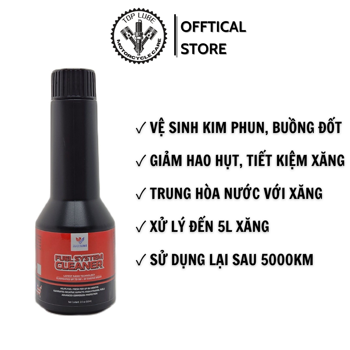 Chai phụ gia xăng vệ sinh kim phun buồng đốt maxlube usa 60ml - tẩy muội carbon, tiết kiệm xăng