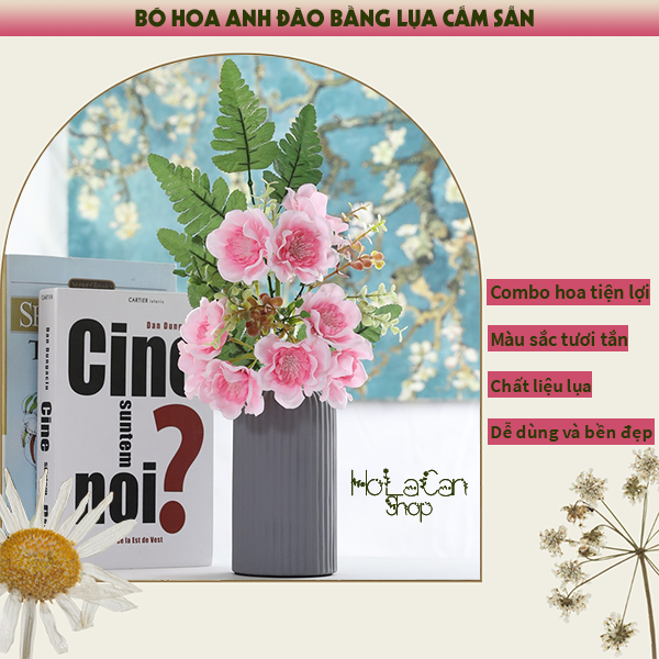 Bó Hoa Anh Đào giả cắm sẵn Hoa giả trang trí Hoa lụa decor phòng Hoa vải chụp ảnh nghệ thuật cực xinh bó hoa cầm tay