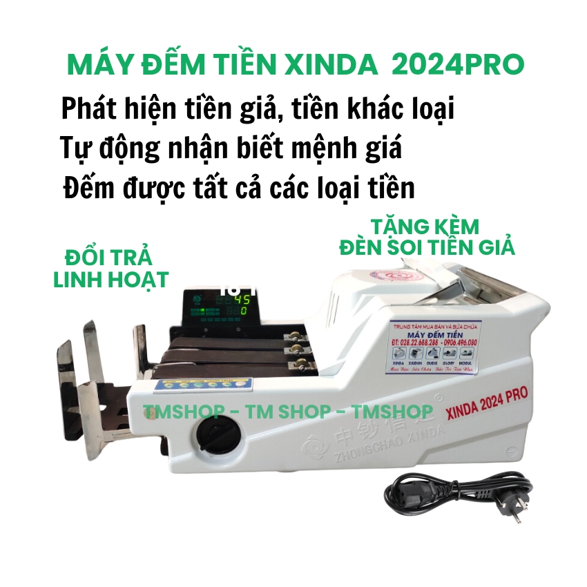 Máy đếm tiền XINDA 2024PRO phát hiện tiền giả, tiền khác loại, đếm được tát cả các loại tiền, mẫu được ưu chuộn, bảo hành 18thang