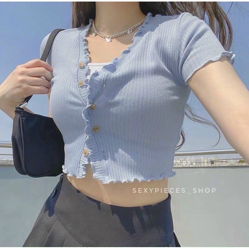 ÁO THUN KIỂU CROPTOP VIỀN BÈO BASIC VỀ ĐỦ MÀU, CHẤT THUN GÂN QC MỊN, FORM DƯỚI 55 KÍ MẶC ĐẸP, NAUYCS