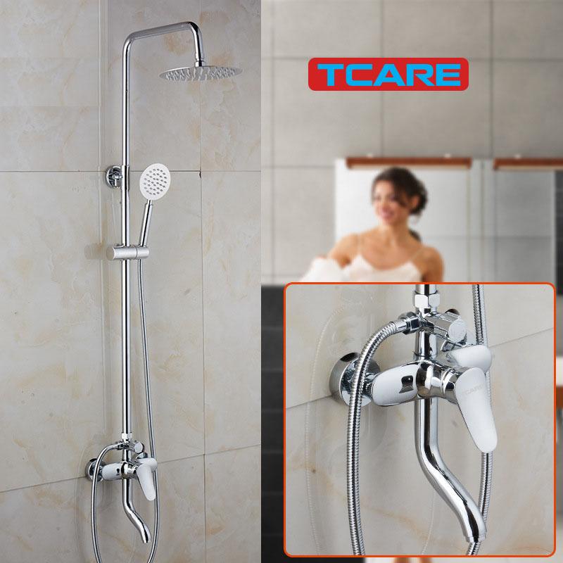 Bộ sen vòi tắm đứng Inox 304 Tcare 2 Bát tròn