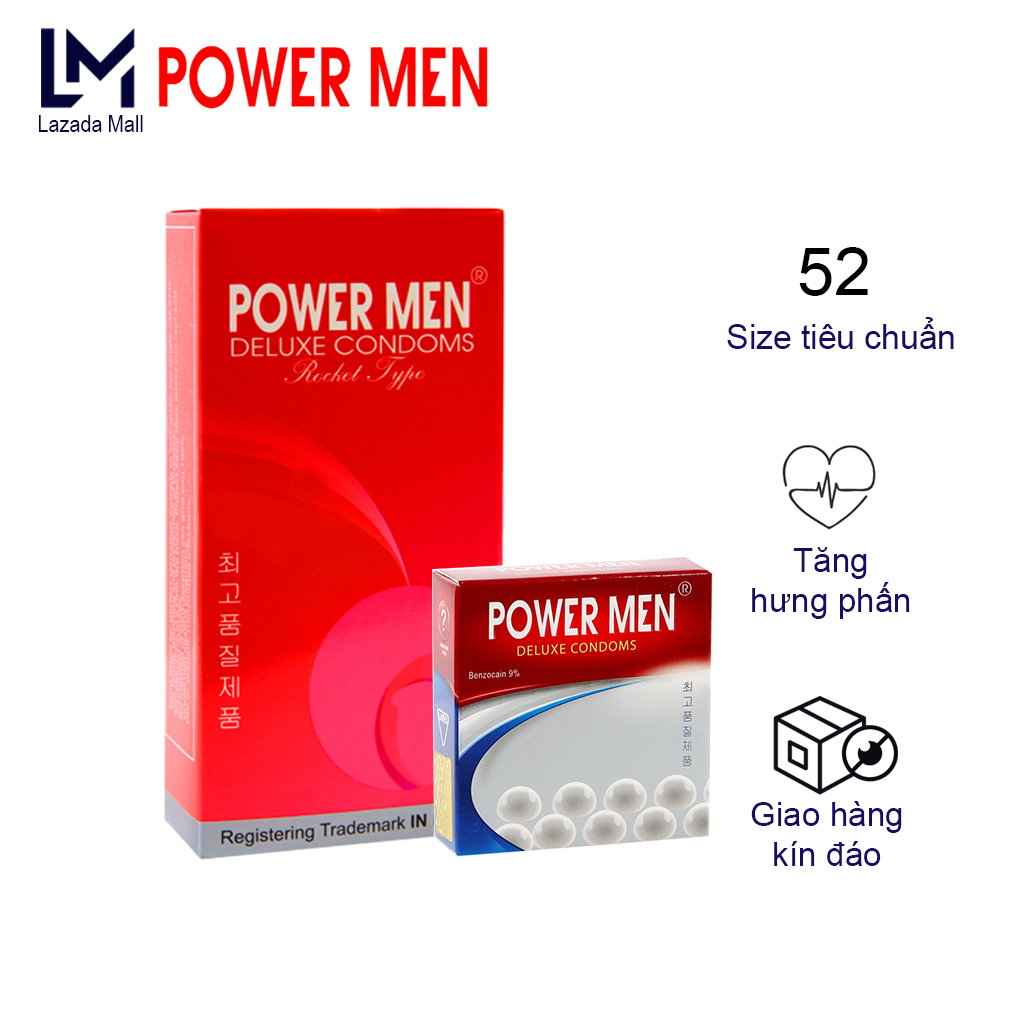 Combo Bao Cao Su gân gai Powermen Rocket Tăng khoái cảm Hộp 12 chiếc + Tặng BCS xuất tinh sớm
