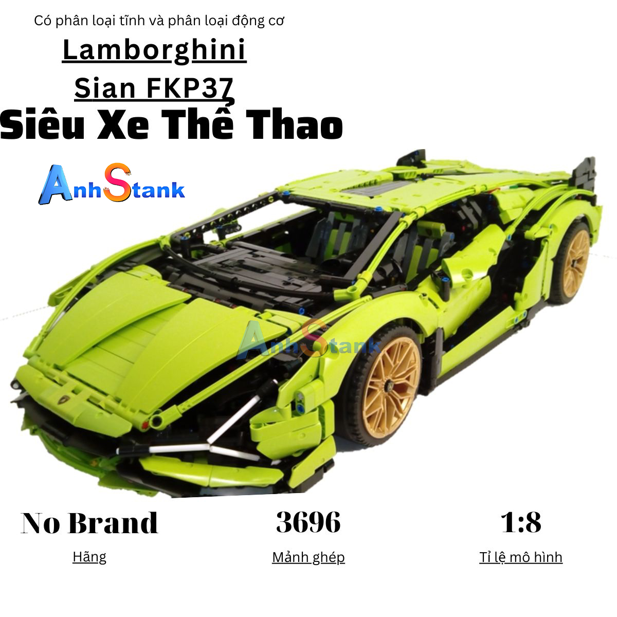 Mô hình lắp ráp Siêu xe tachnic Lamborghini Sian FKP37 3696 PCS Tỉ lệ 1:8  cung cấp bảo hành bởi AnhStank 