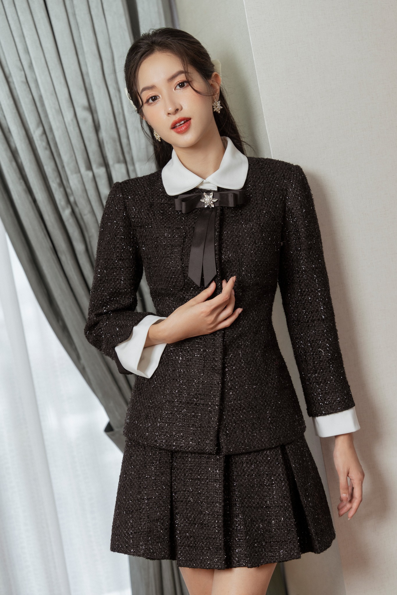 2 màu Chân váy xòe dạ tweed xếp ly bản to  My Way Fashion  Thời trang  thiết kế cao cấp