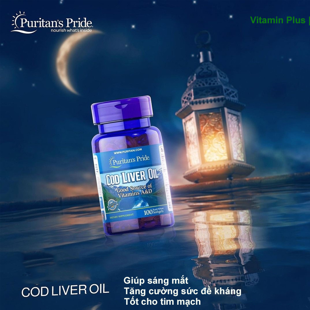 Dầu gan cá tuyết giúp sáng mắt Puritan's Pride Cod Liver Oil 100 viên