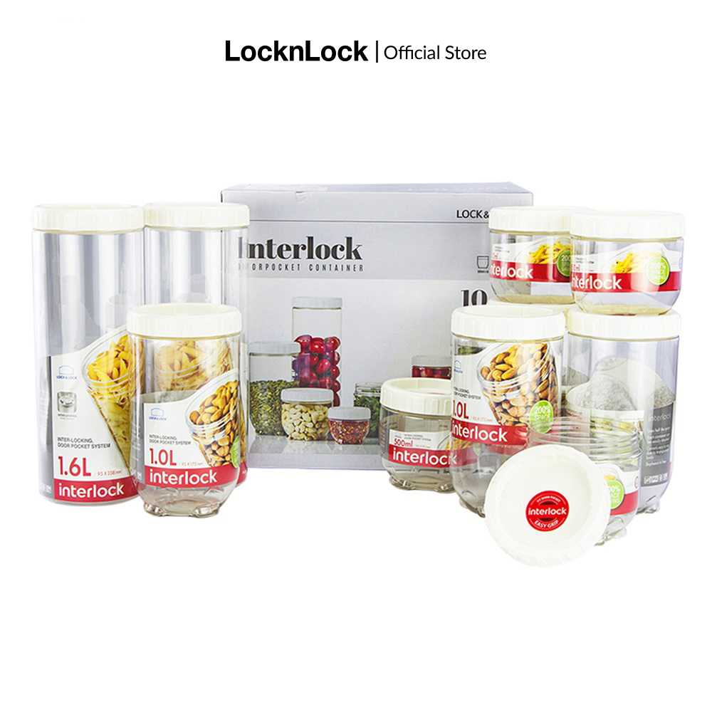 INL301WS10 - Bộ 10 hộp nhựa bảo quản thực phẩm Lock&Lock Interlock nắp đậy chắc chắn